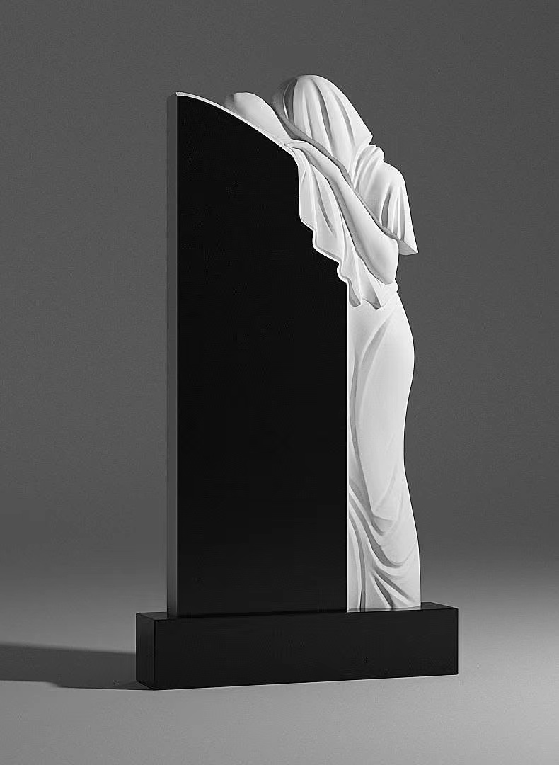 Chine Xingyan Style russe Sculpture Sculpture Funéraire Commémoration Black and White Stone Scarbed Resonance Carrier Carrier Resonance Religied and Cultural Intégration