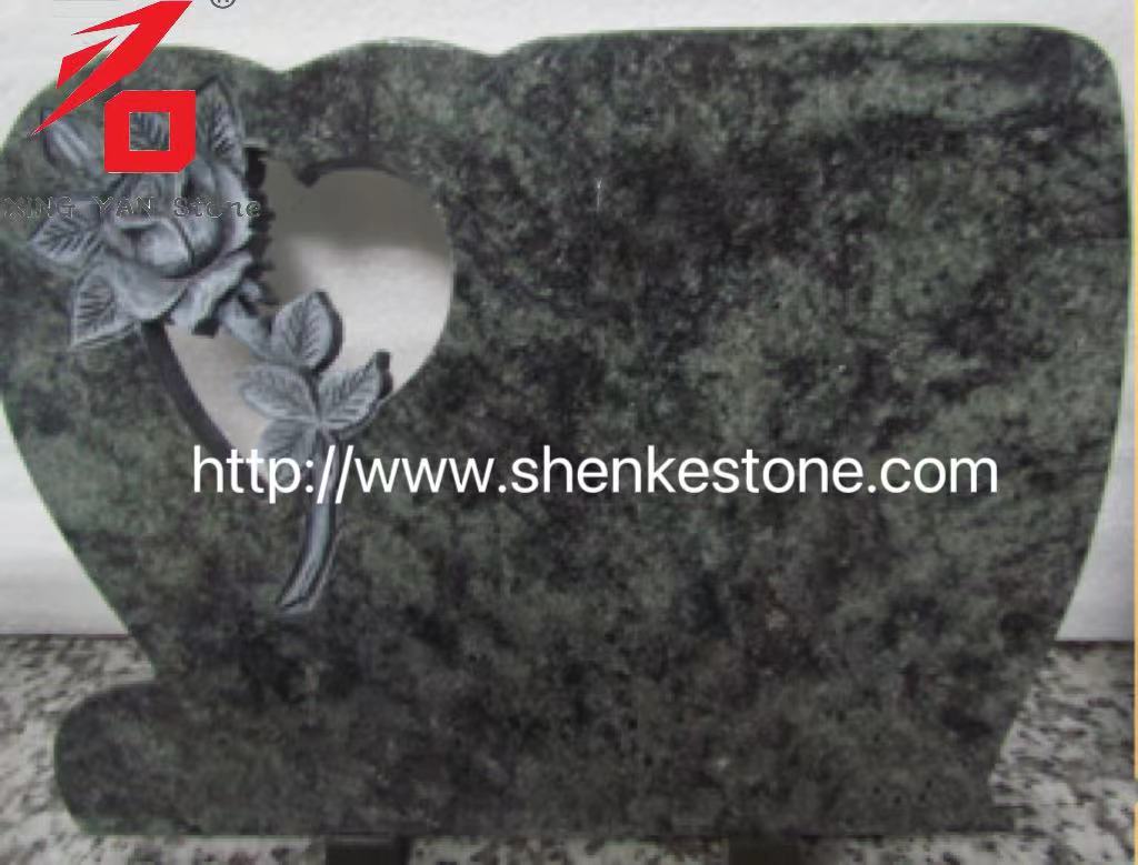 Plaque commémorative de rose sculptée en granit vert de haute qualité