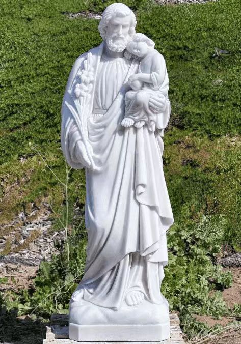 Marbre Saint-Père tenant une statue de marbre blanc en marbre statue de figure religieuse