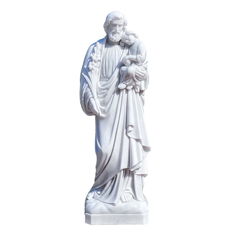 Statue Saint Joseph Avec Bébé En Marbre