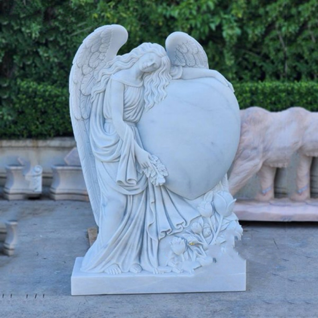 Ange de marbre Xingyan embrassant une sculpture en pierre commémorative cardiaque